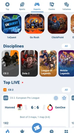 1xBet screenshot
