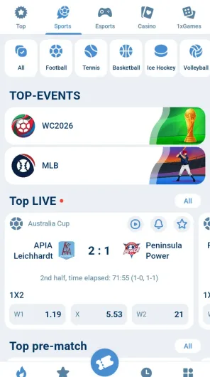 1xBet screenshot