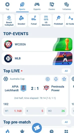 1xBet screenshot