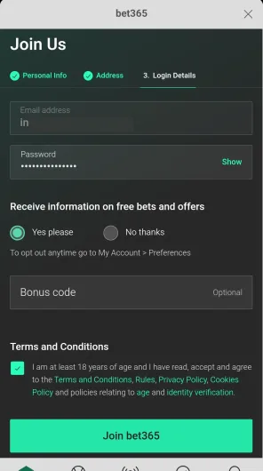 bet365 screenshot