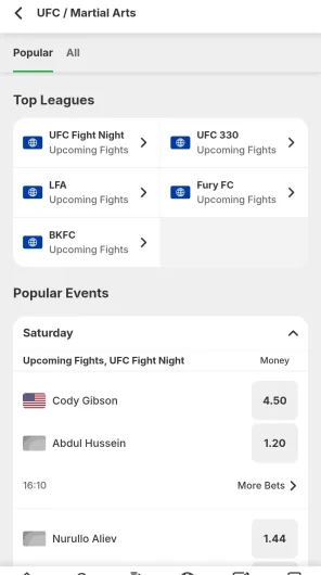 Betway Sport screenshot