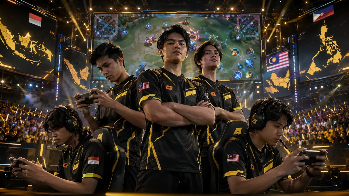 NAVI esports team competing on stage in Mobile Legends: Bang Bang