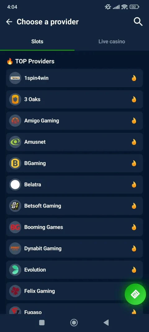 The "Choose a provider" screen - an alphabetical list long enough to need its own dedicated search.