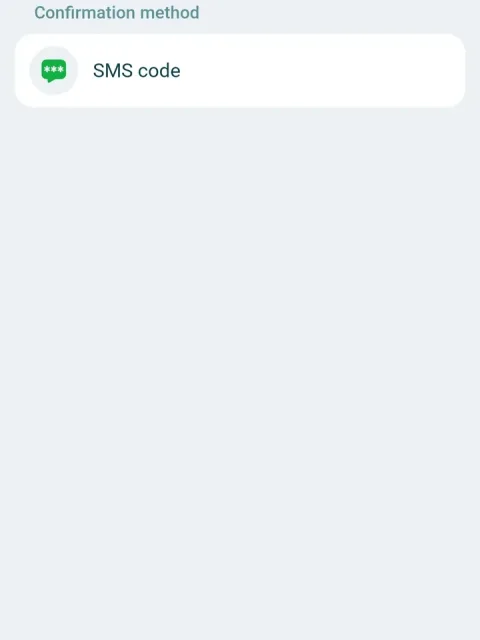 Confirm the SMS code sent to your number