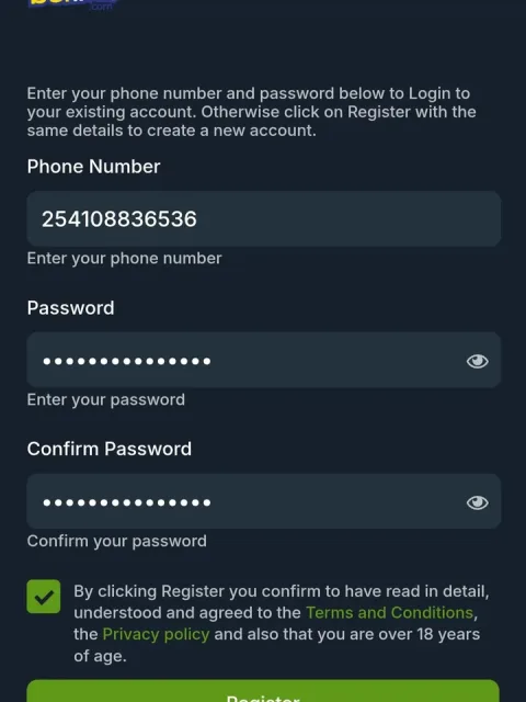 Enter your phone number and password