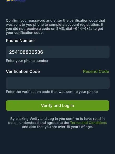 Confirm the SMS verification code
