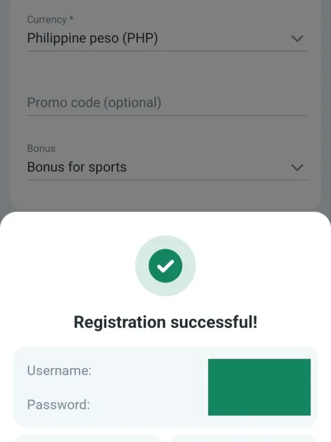 Save the username and password Betwinner generates