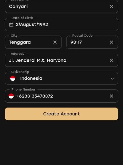 Fill in your account details