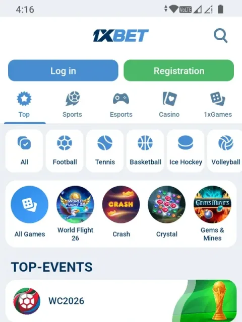 Open the app and tap Register