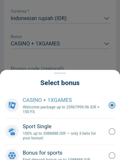 Select your currency and a welcome offer