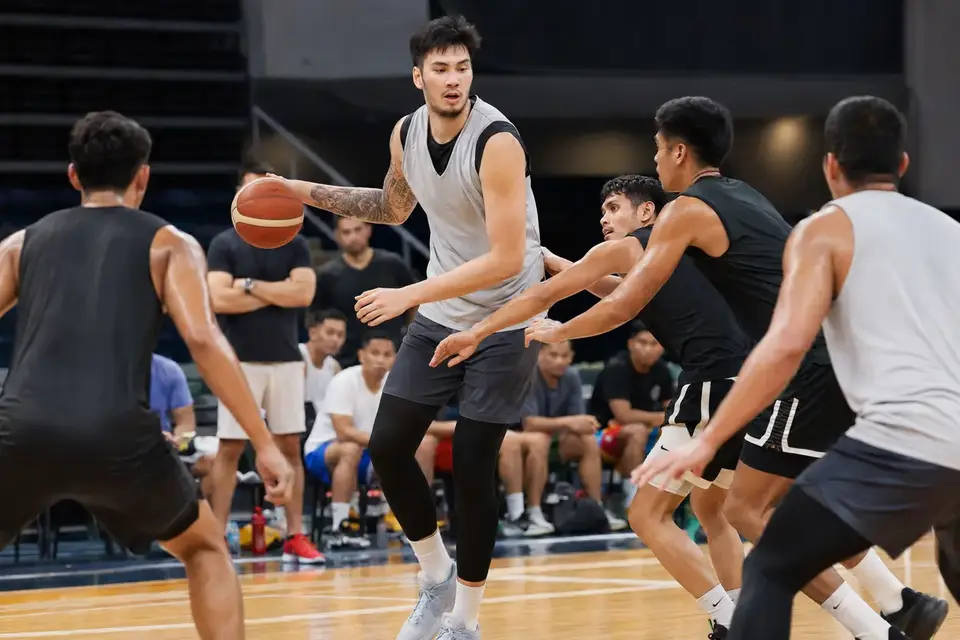Sotto joins a Rain or Shine five-on-five practice, July 2026 - conditioning work, not a tryout.